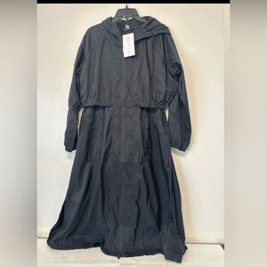 Athleta Black Hooded Trench Coat (Rain)